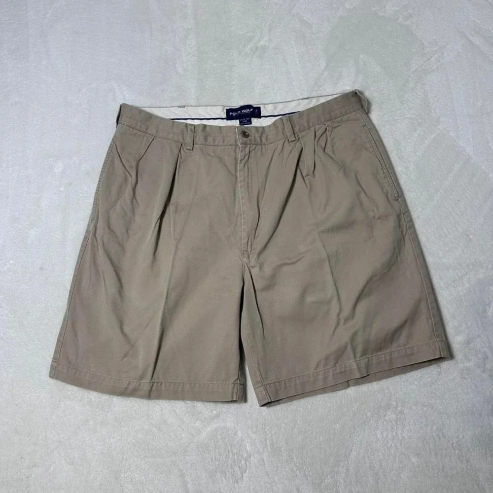 VINTAGE Polo Ralph Lauren Shorts Khaki Chino Pleated Preppy Men's Size 40